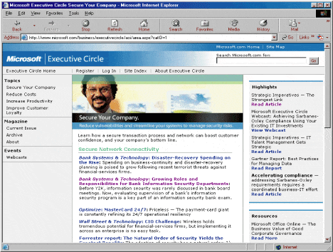 Microsoft Executive Circle web site